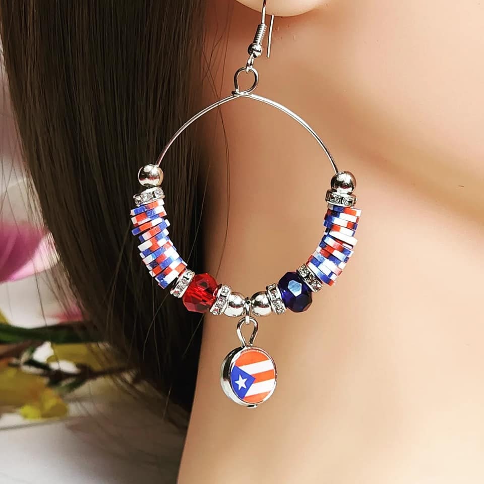 Puerto Rico Flag Jewelry Fashion Beaded Earrings