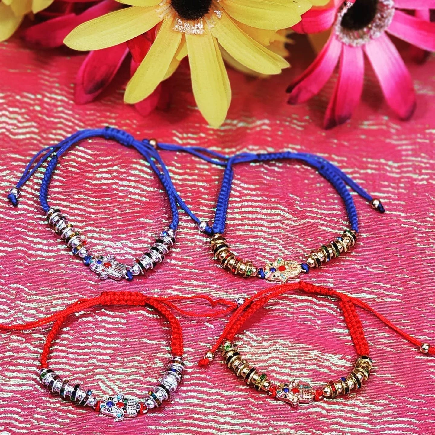 Chakra Hamsa Hand Beaded Charm Adjustable Bracelets