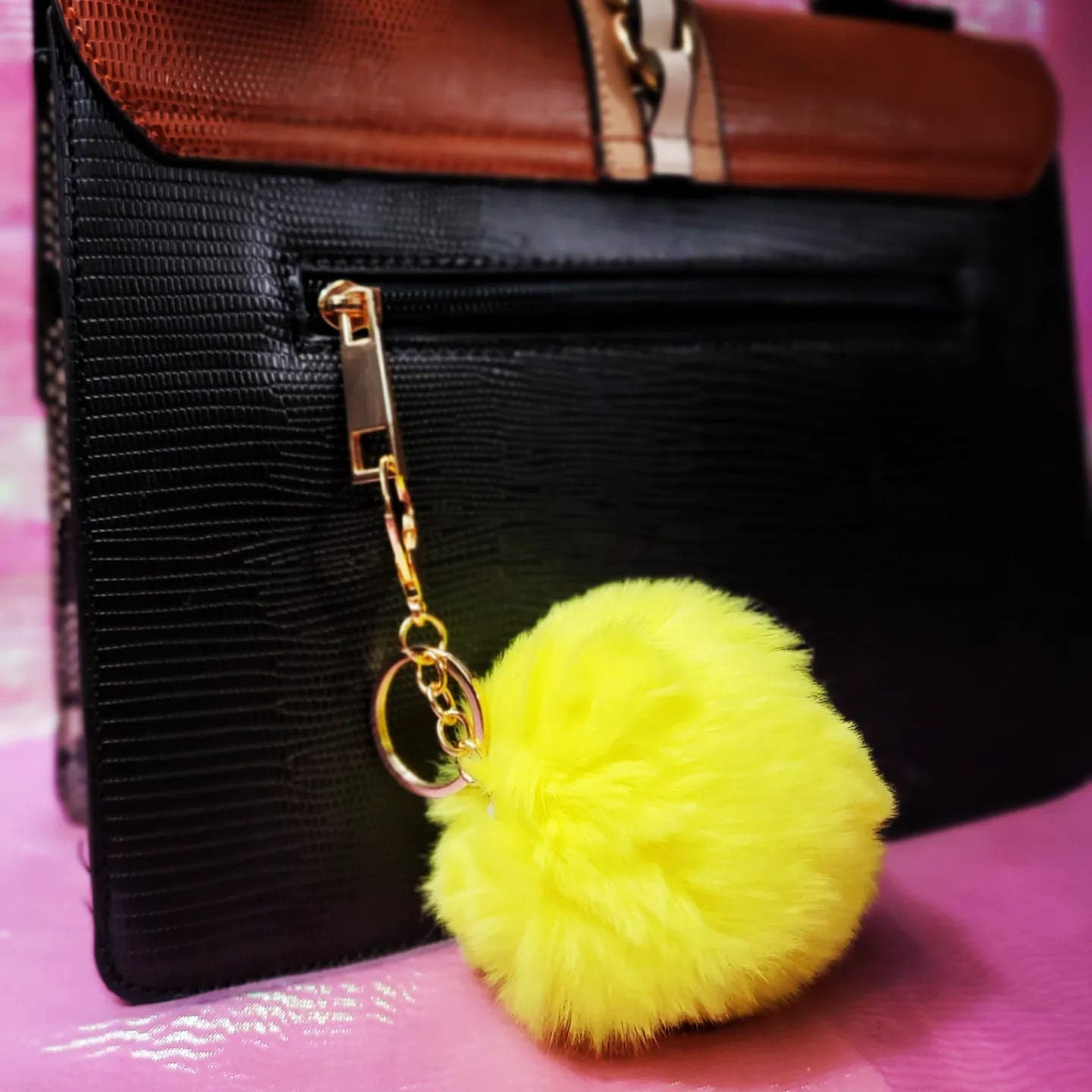 Puffy Fuzzy Pom Pom Soft Fur Keychain!