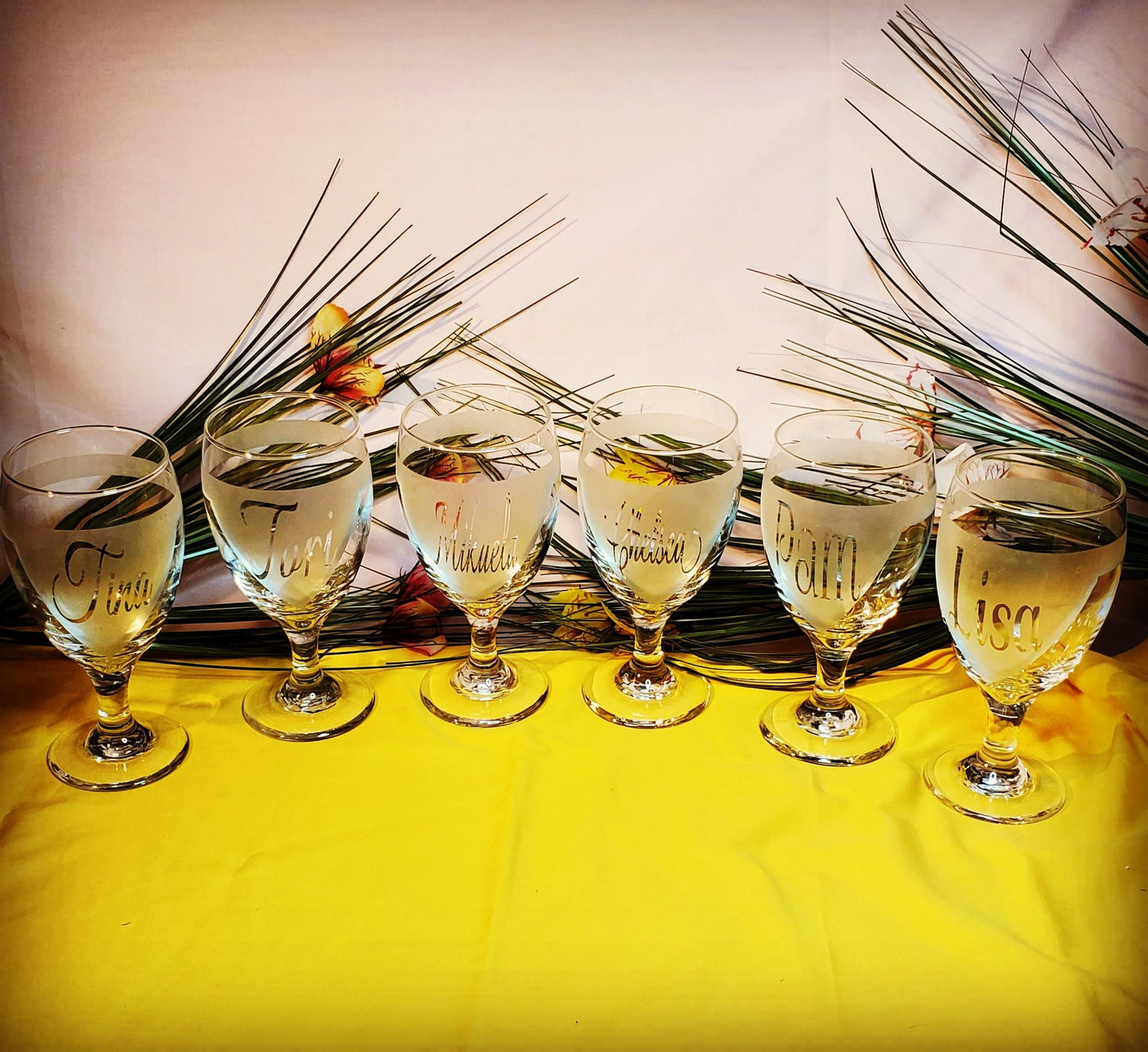 Etched wine glasses 16.25oz