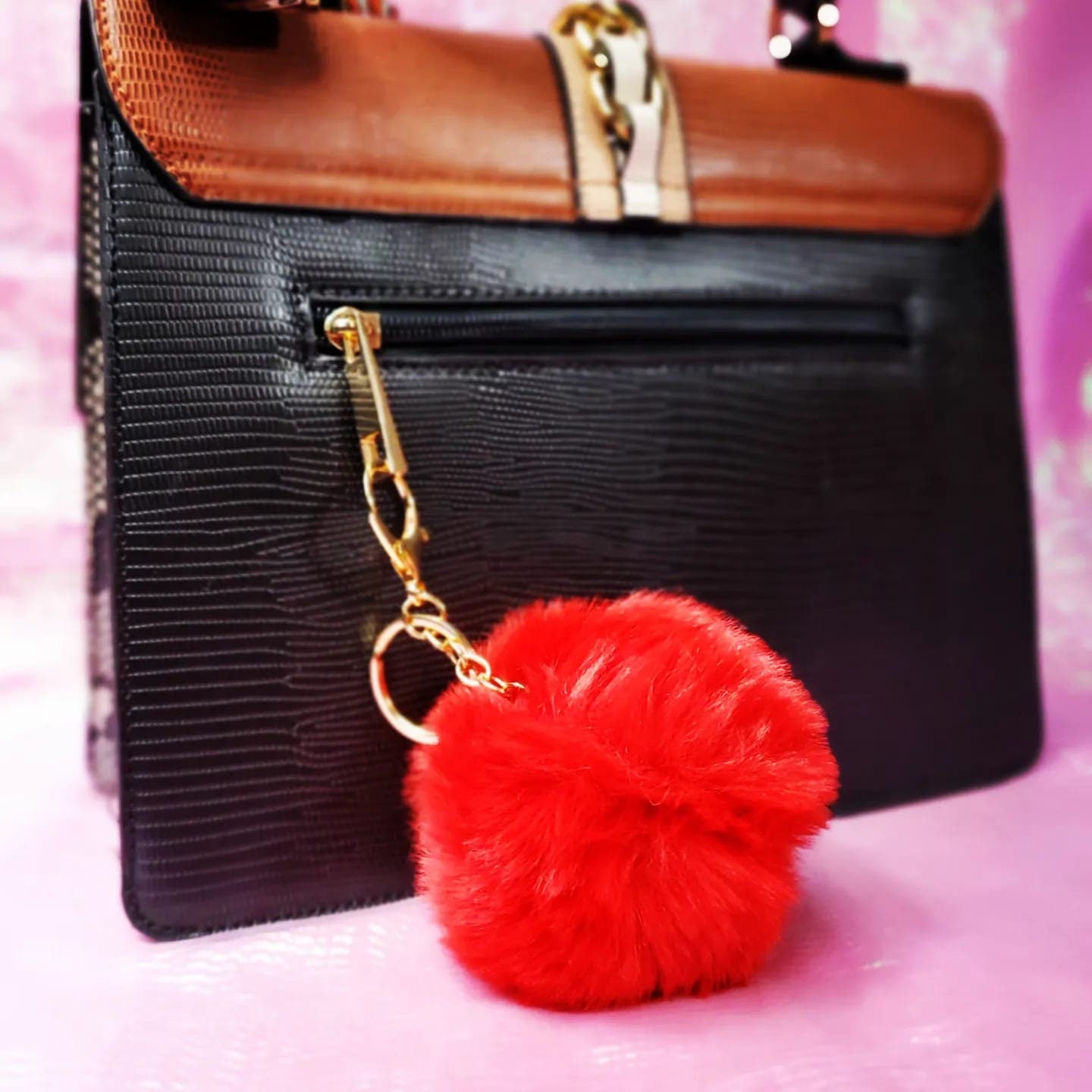 Puffy Fuzzy Pom Pom Soft Fur Keychain!