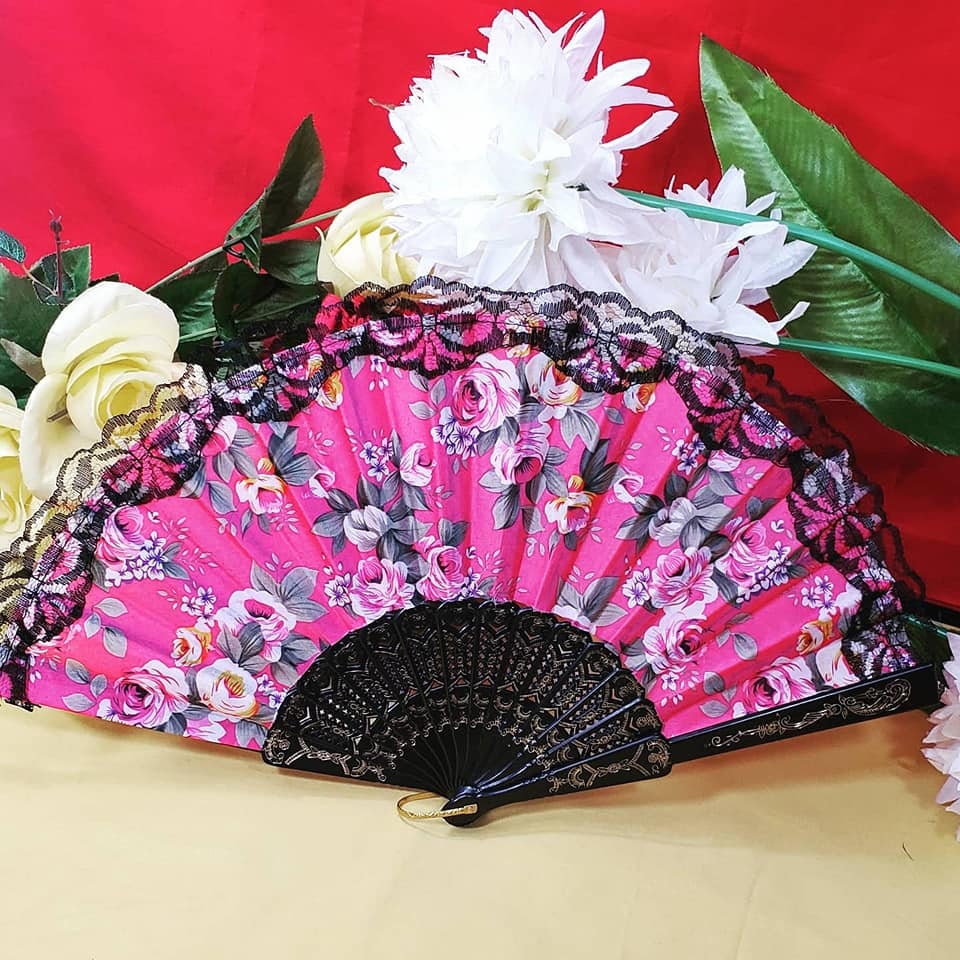 Hand Fans Rose Flower
