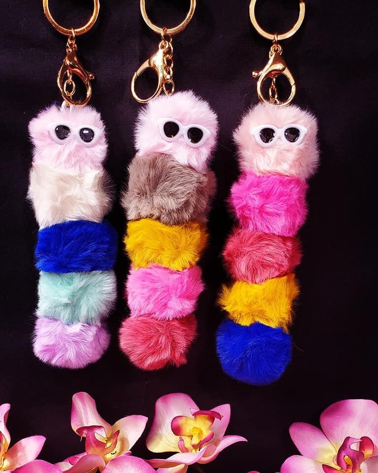 Fluffy Caterpillar Key chain!