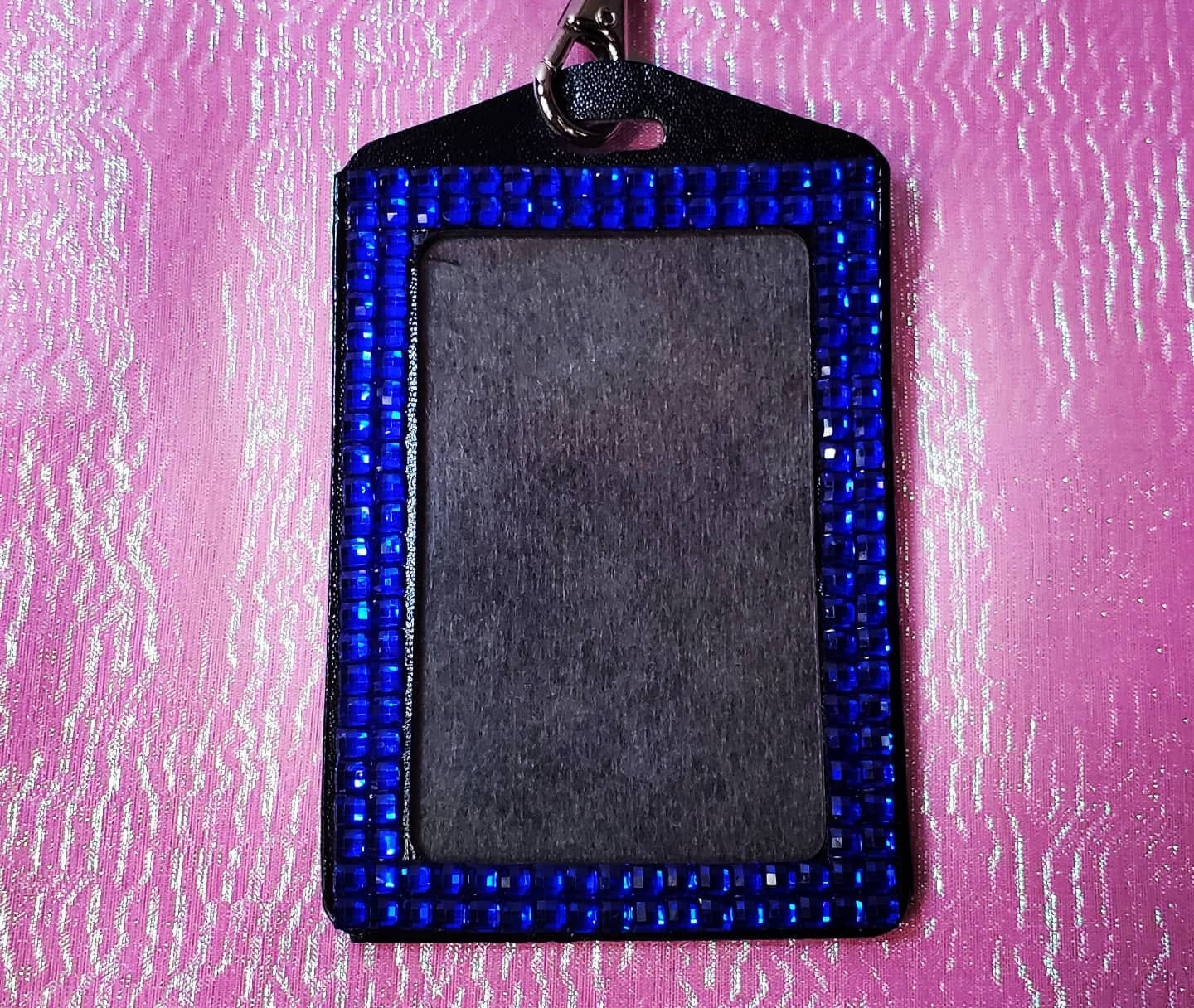 Key chain/Photo/ID Badge Holder with Rhinestones