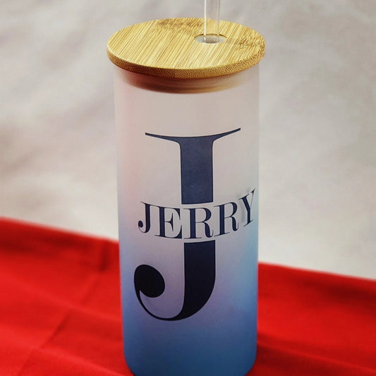 Personalized 18oz Colorful Frosted glass Cups with Lid and Straw