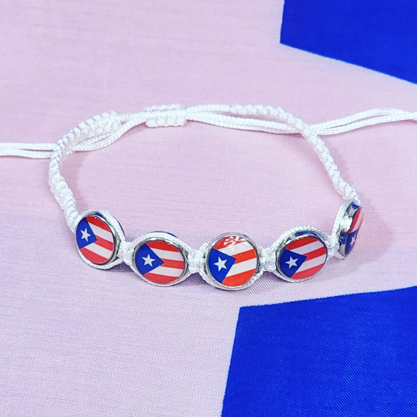 Puerto Rico Reversible Round Flags Adjustable Bracelets