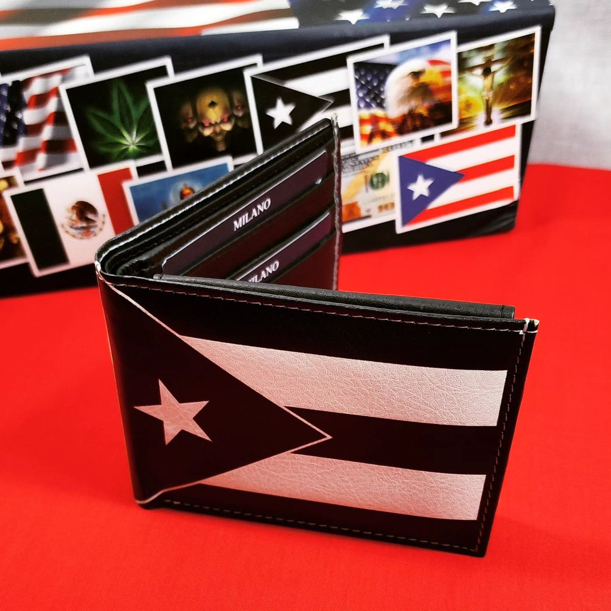 Puerto Rico Flag Art Milano Wallet (Red/White/Blue & B/W)