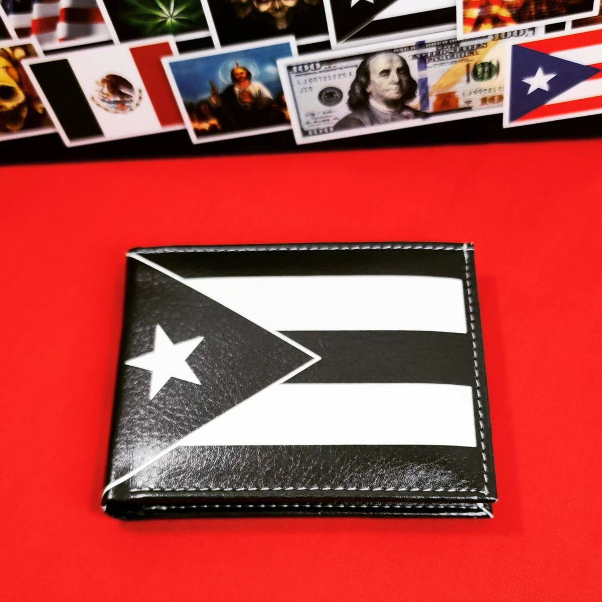 Puerto Rico Flag Art Milano Wallet (Red/White/Blue & B/W)