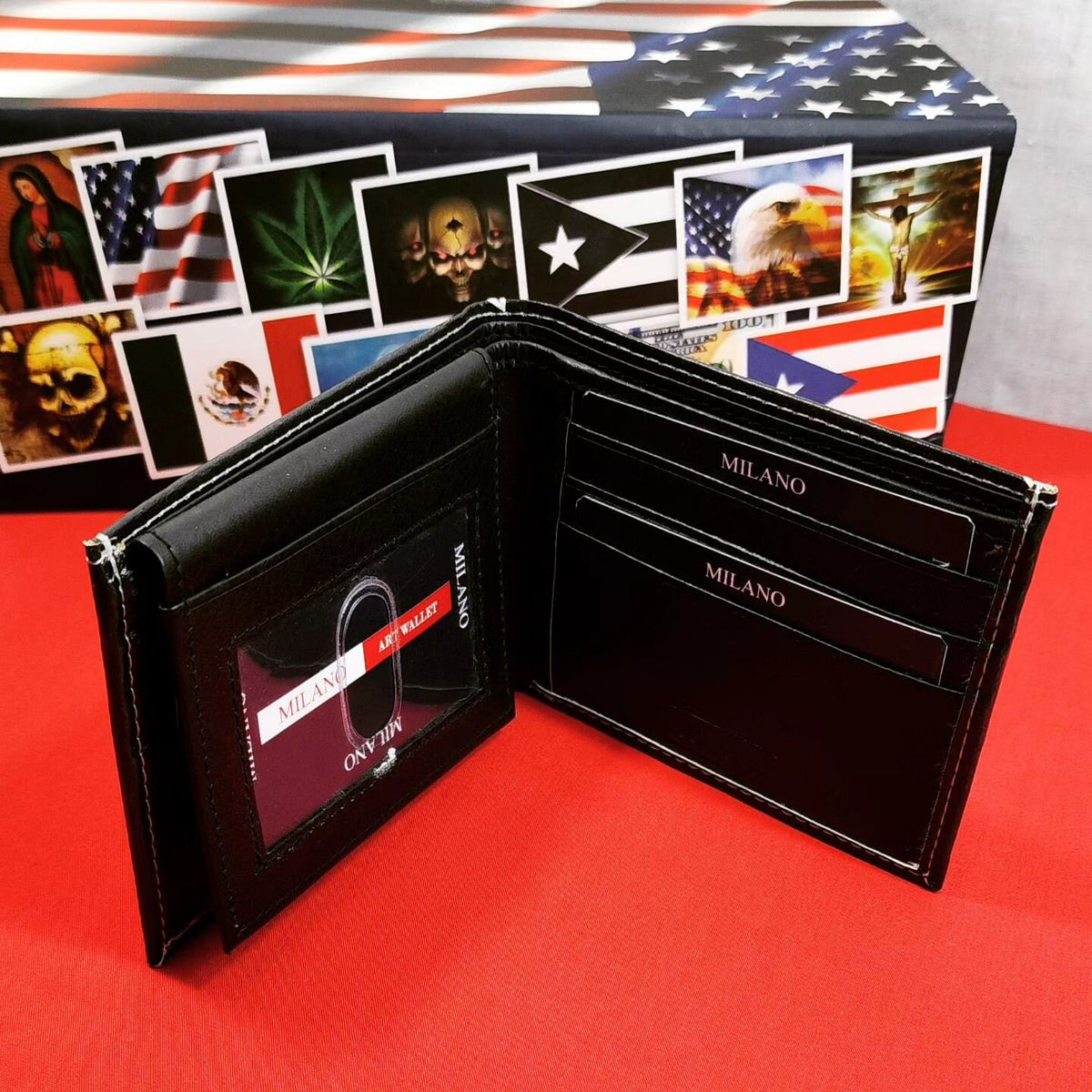 Puerto Rico Flag Art Milano Wallet (Red/White/Blue & B/W)