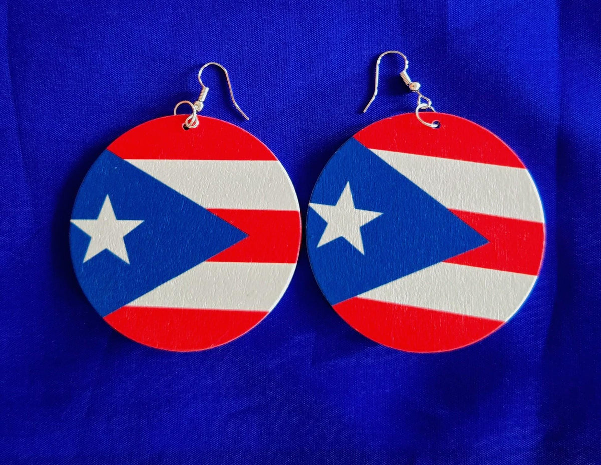 Puerto Rico Flag Dangle Drop Earrings