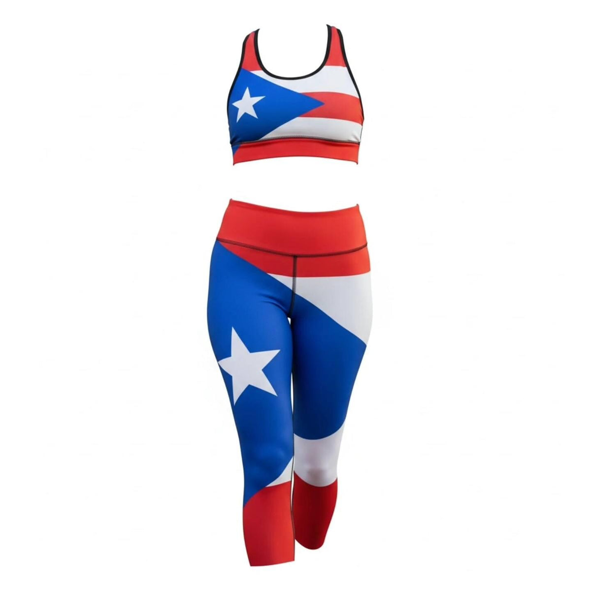 Long  Puerto Rico Flag Yoga Suit Set