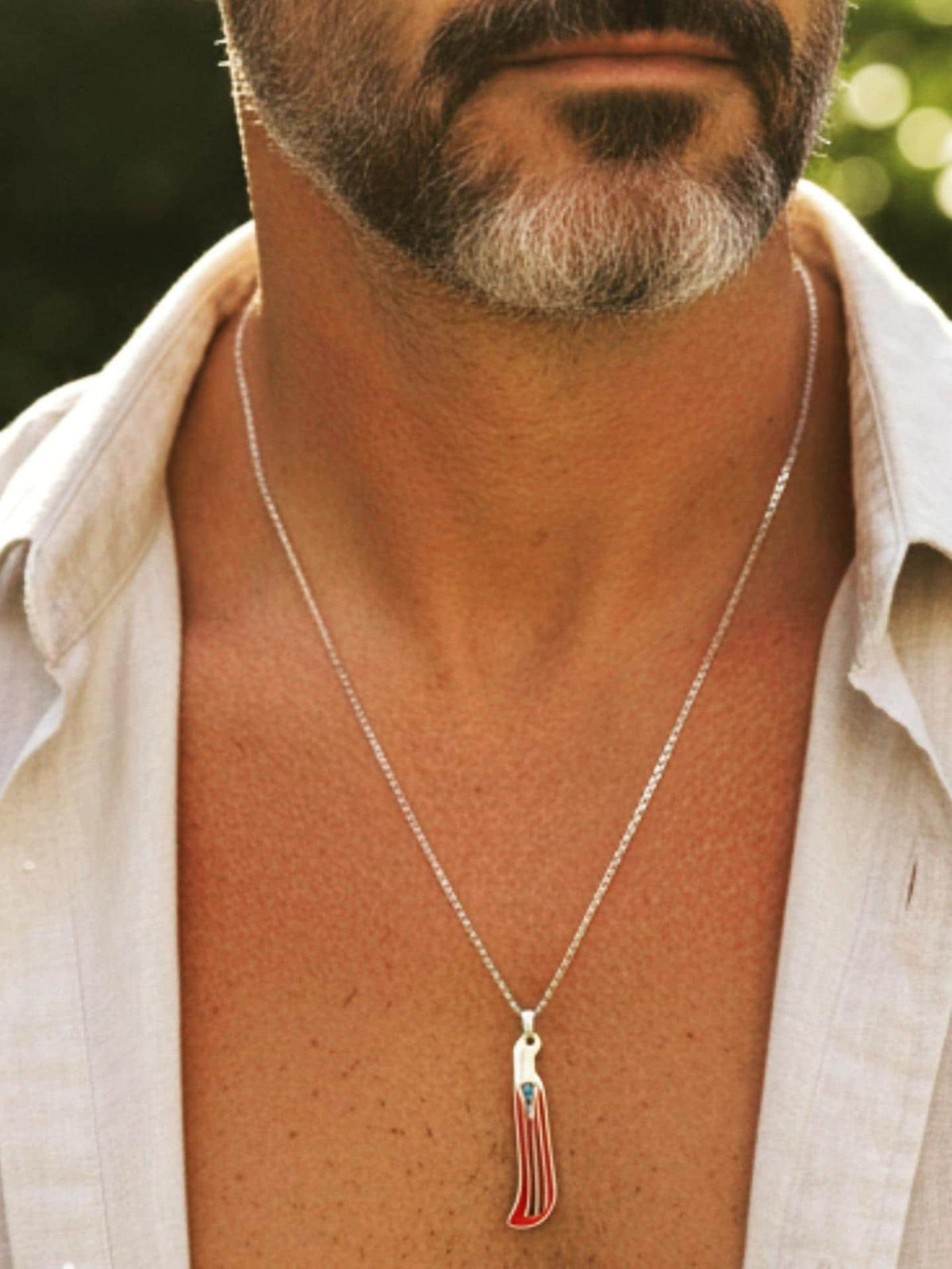 Puerto Rico Flag Silver Necklace