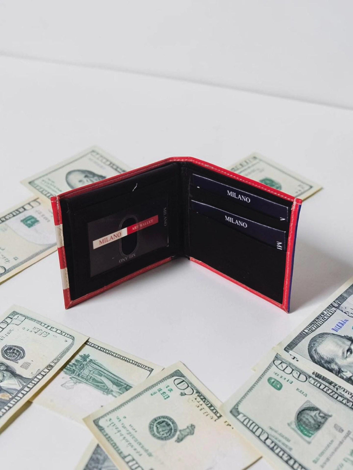 Puerto Rico Flag Art Milano Wallet (Red/White/Blue & B/W)